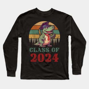 T Rex Dinosaur Class of 2024 First Day Of School Graduation Long Sleeve T-Shirt